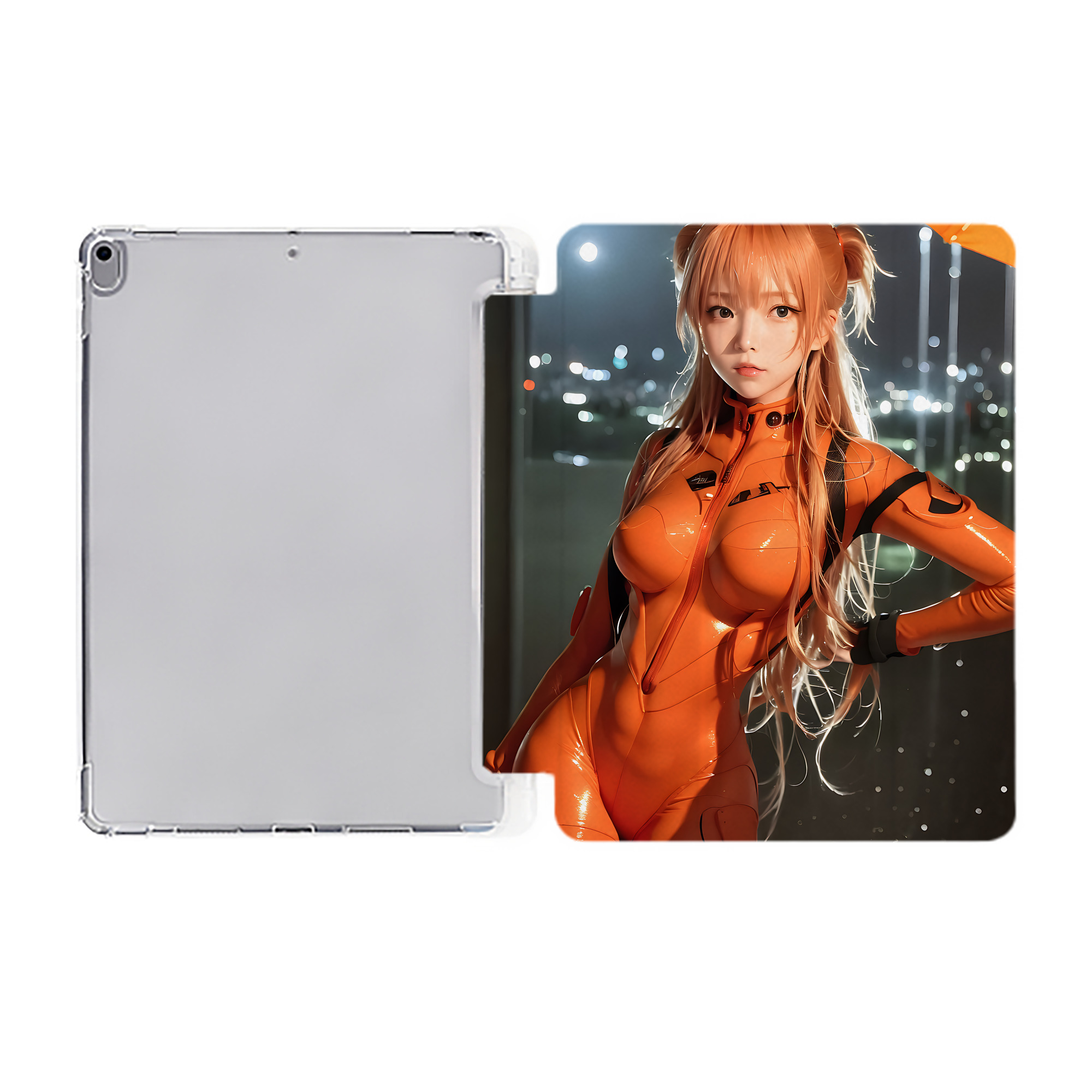 （画像用） EVA 新世紀エヴァンゲリオン IPad ケース ペン収納付き 三つ折りスタンド PUレザー×シリコン 対応機種9.5/10.5/10.9インチ